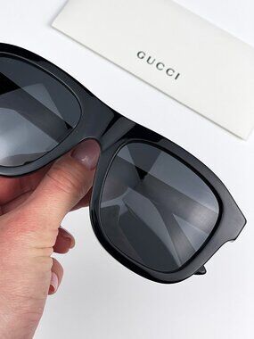 GUCCI GG1316S 001 BLACK GREY SQUARE UNISEX SUNGLASSES